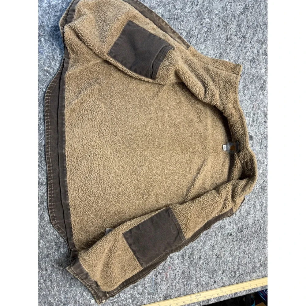 Carhartt V33 DKB Mock Neck Sherpa Lined Sandstone Duck Vest Mens Large Brown